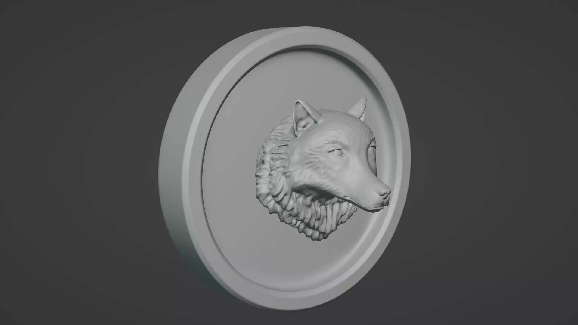 Wolf Face Relief Sculpture  Mid High Poly 3D Model 3D model_0