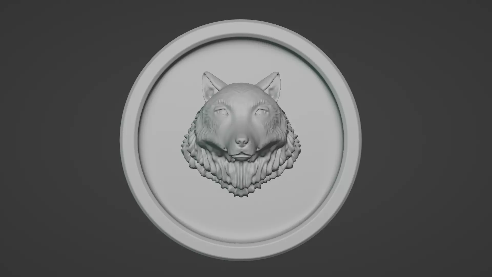 Wolf Face Relief Sculpture  Mid High Poly 3D Model 3D model_1