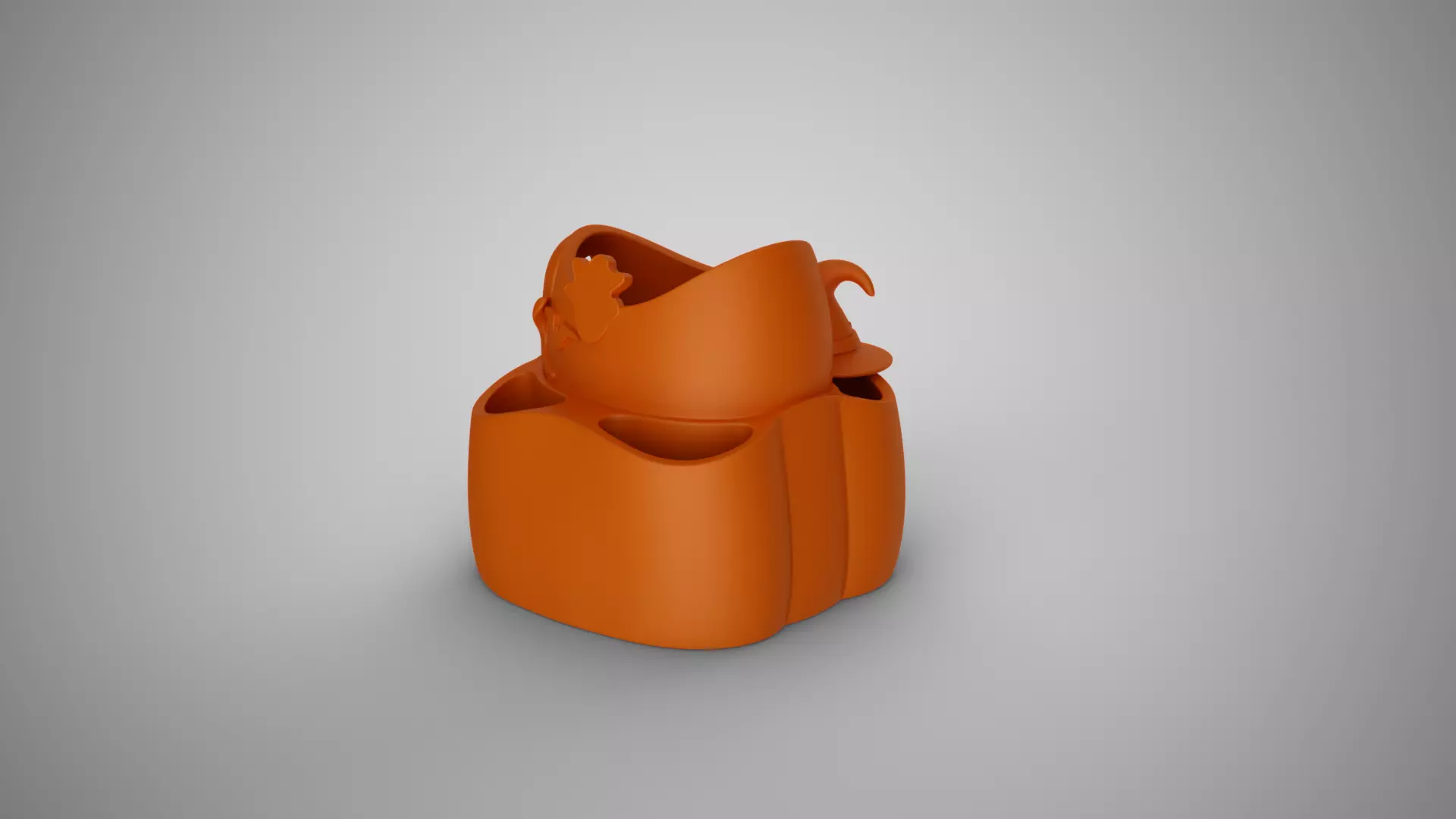 Pumpkin Halloween Pen Holder 3D print model_7
