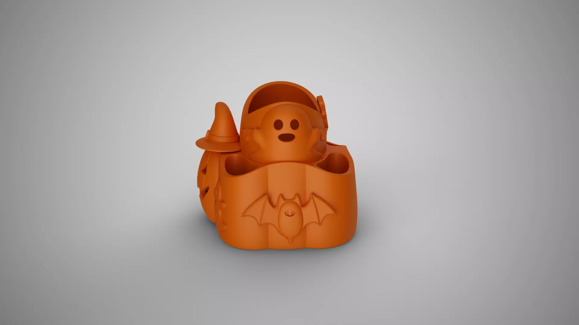 Pumpkin Halloween Pen Holder 3D print model_10
