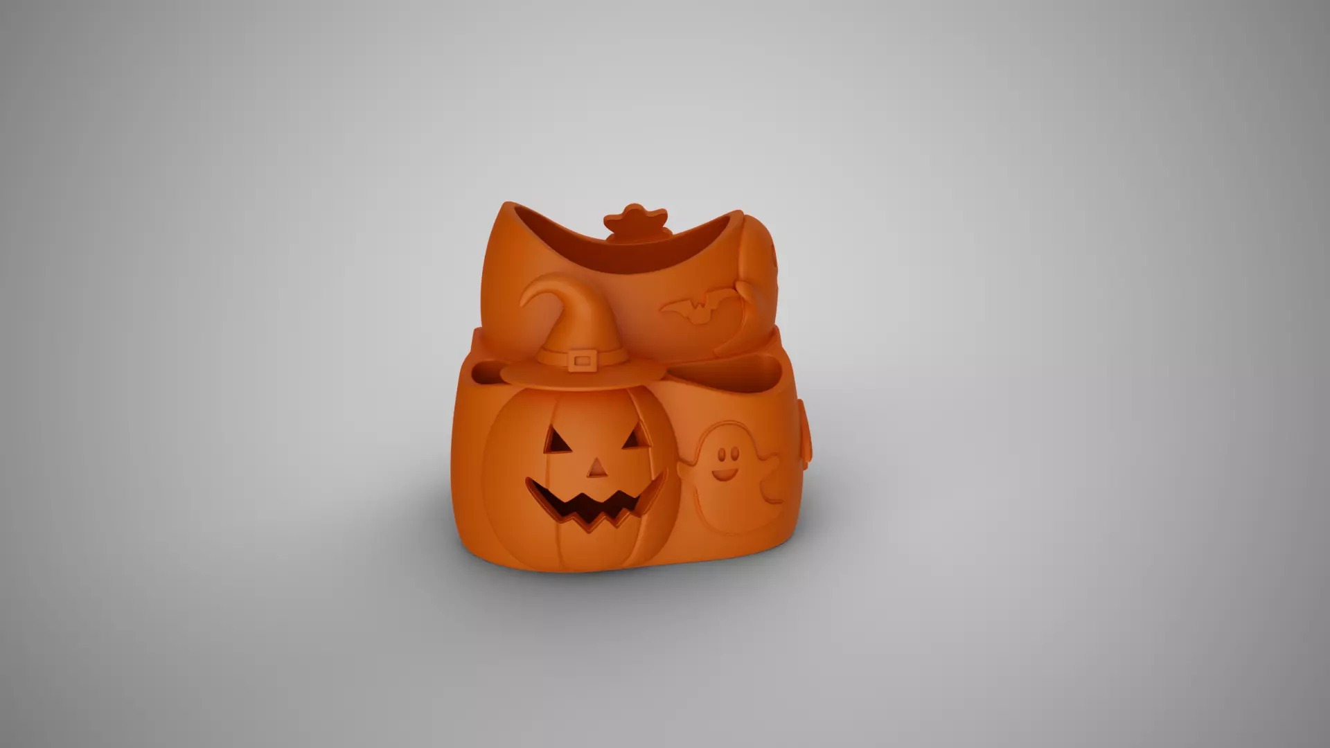 Pumpkin Halloween Pen Holder 3D print model_4