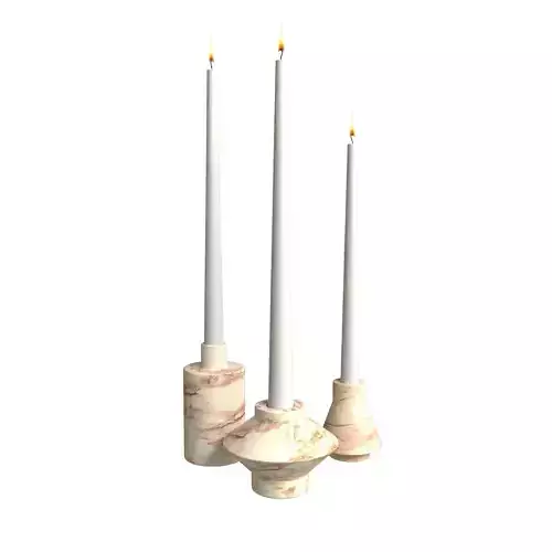 Crate and Barrel Isola Red Marble Taper Holder  Set of 3