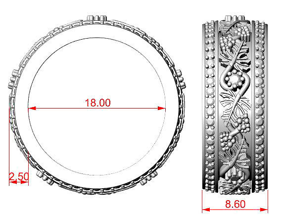 Grapes Ring  3D print model_6