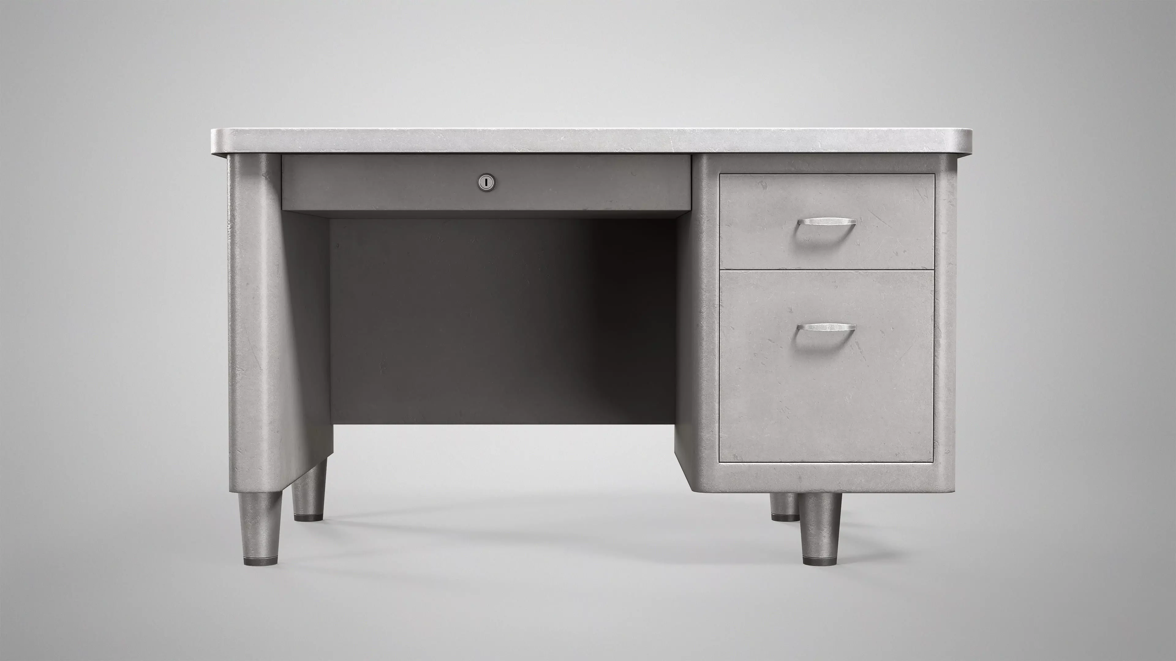 Retro Office Table - Vintage Office Desk Gameready AAA Low-poly 3D model_4