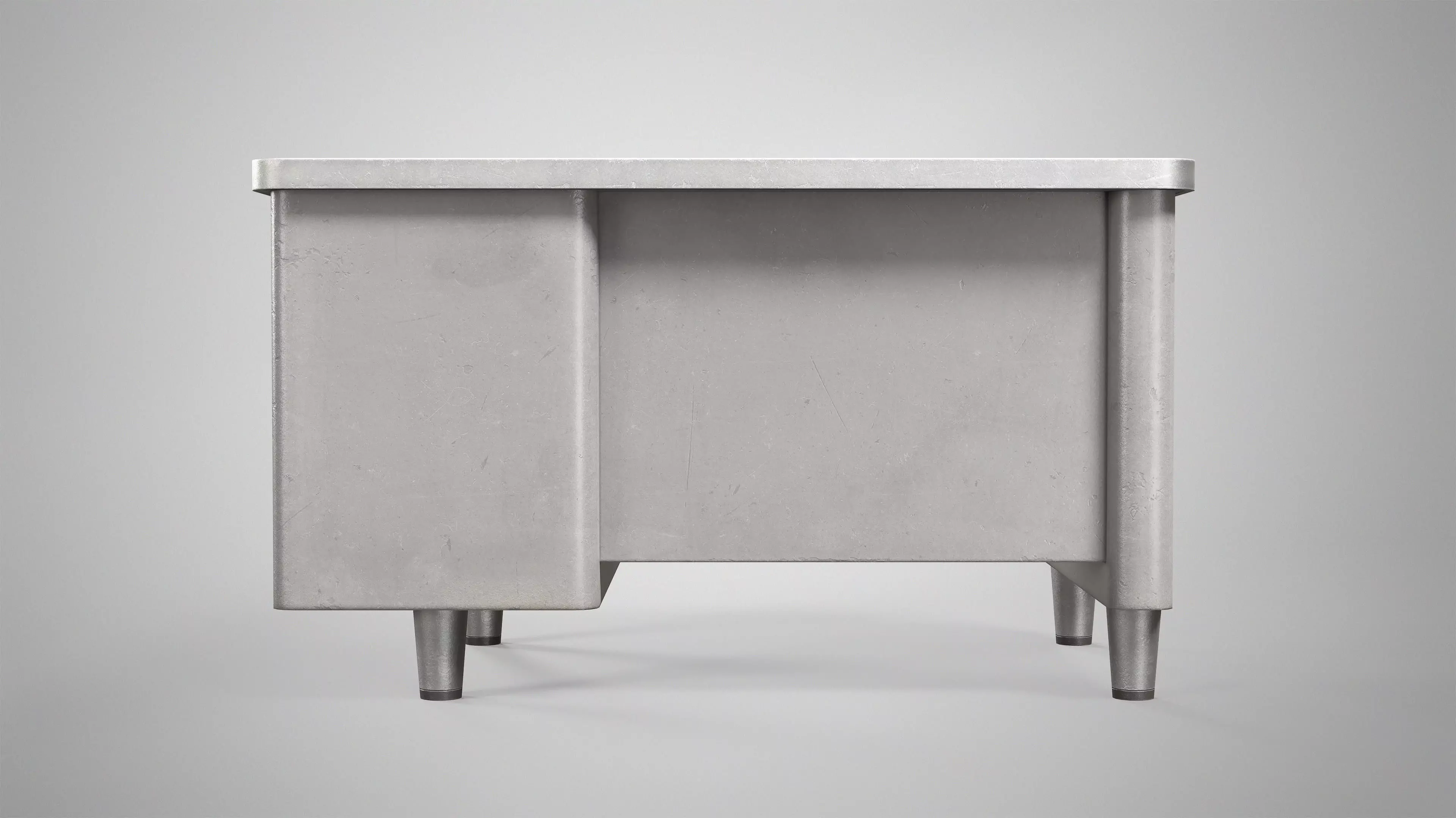 Retro Office Table - Vintage Office Desk Gameready AAA Low-poly 3D model_5