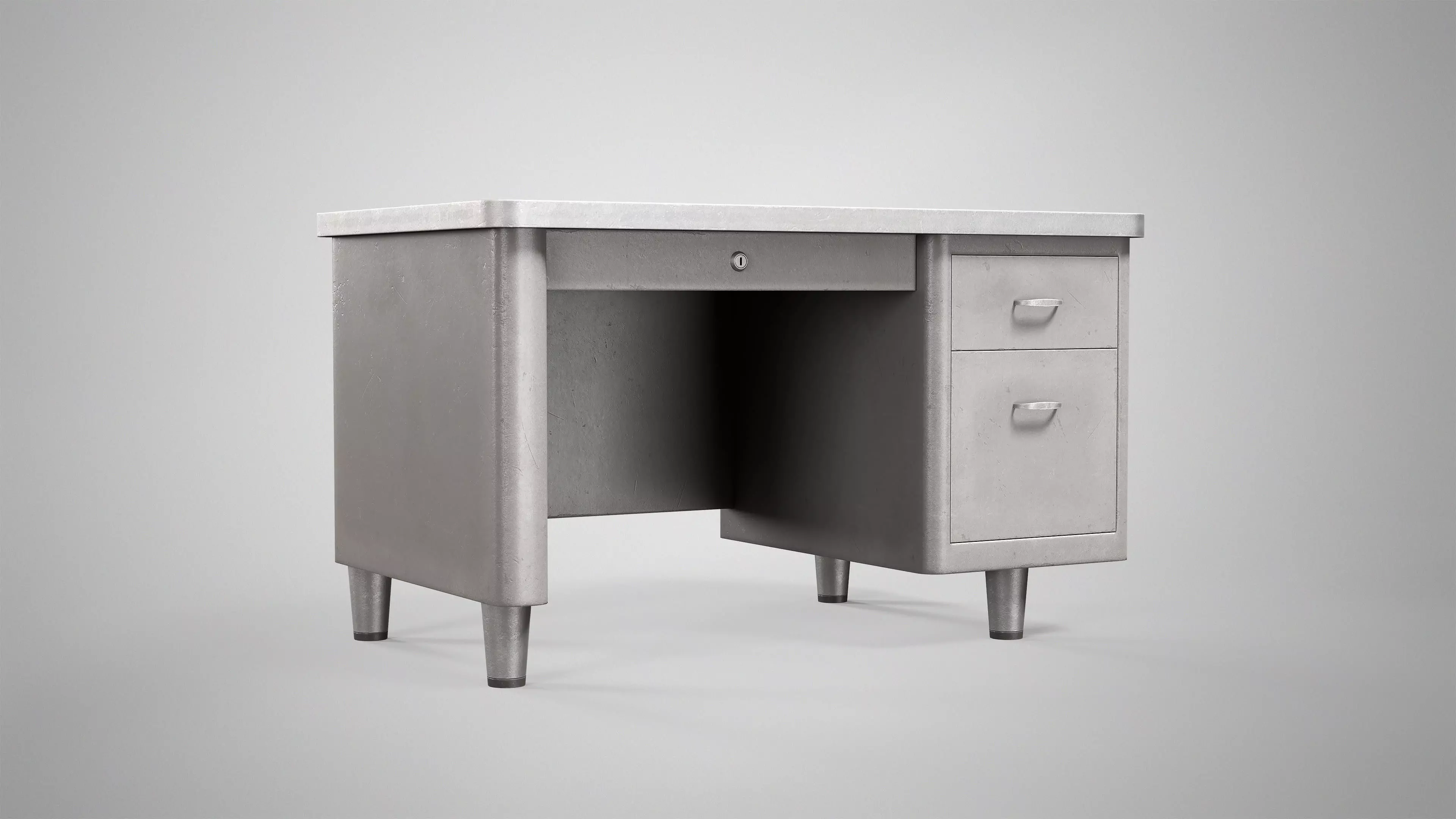 Retro Office Table - Vintage Office Desk Gameready AAA Low-poly 3D model_1