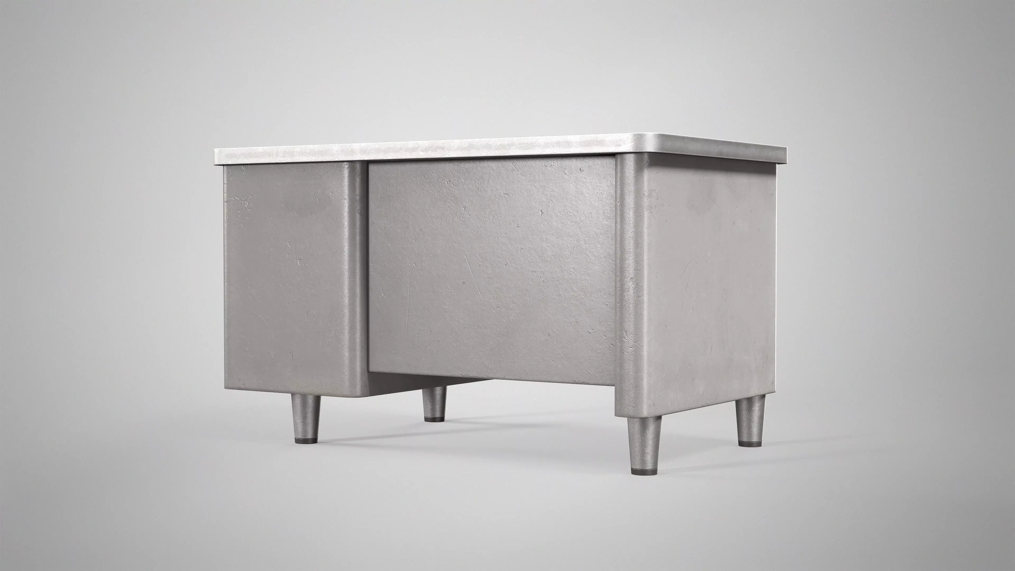 Retro Office Table - Vintage Office Desk Gameready AAA Low-poly 3D model_3