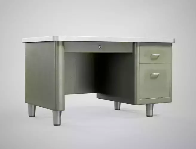 Retro Office Table - Vintage Office Desk Gameready AAA