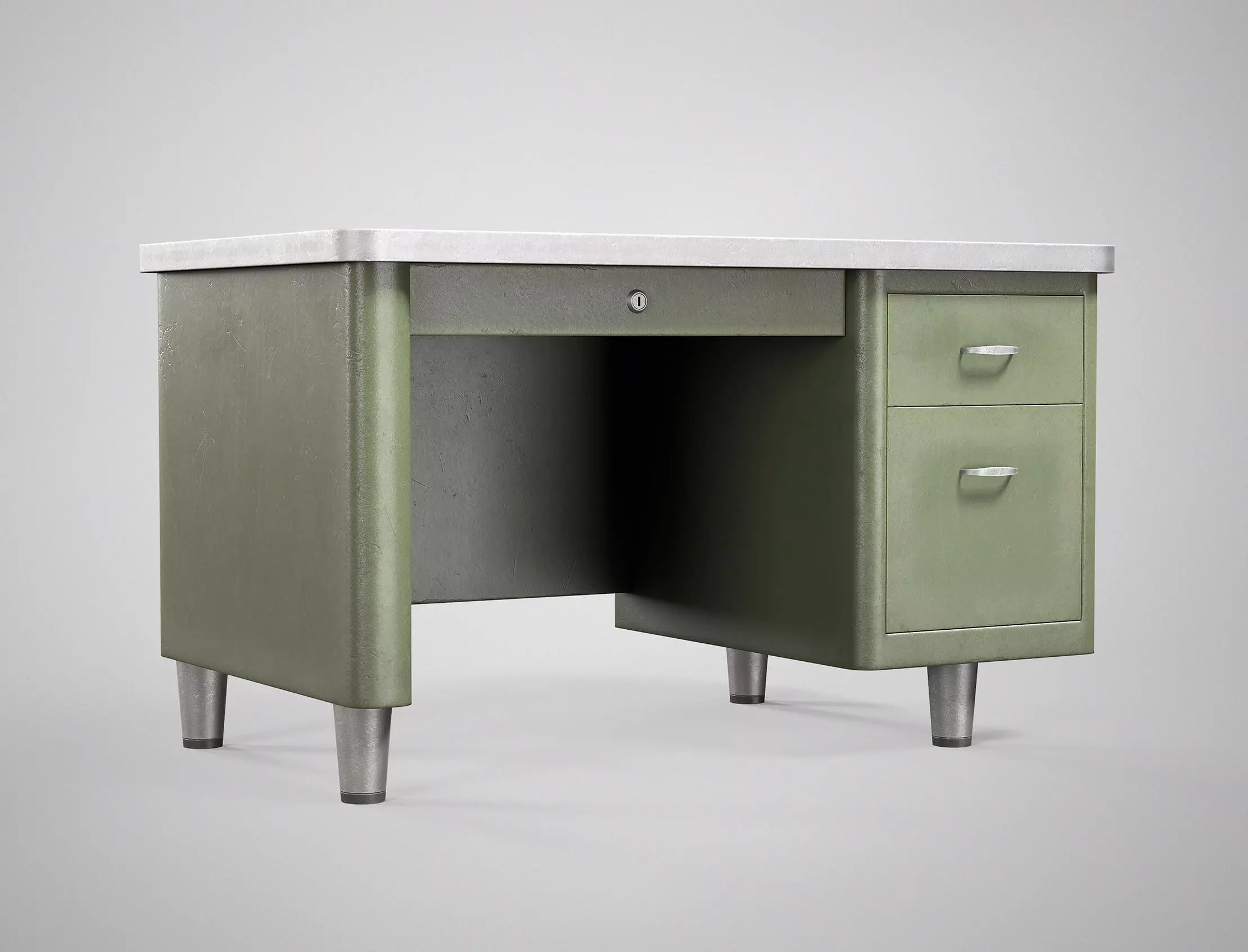 Retro Office Table - Vintage Office Desk Gameready AAA Low-poly 3D model_0