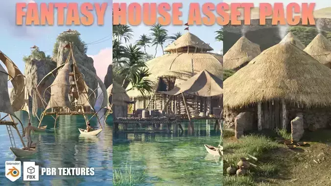 Fantasy Village House 3D Asset Pack Low-poly 3D model