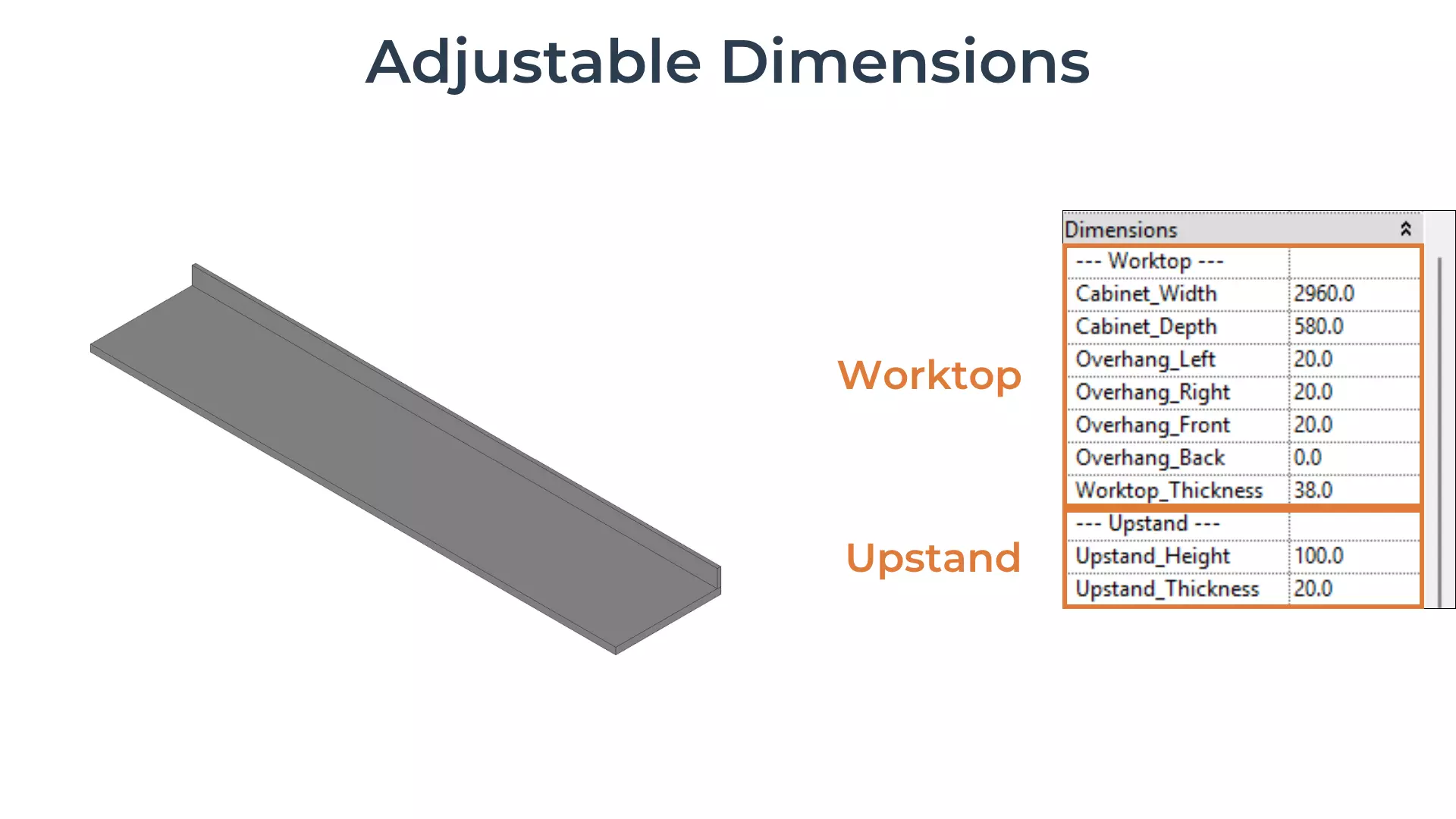 WORKTOP STRAIGHT Revit Family UK Parametric 3D model_2