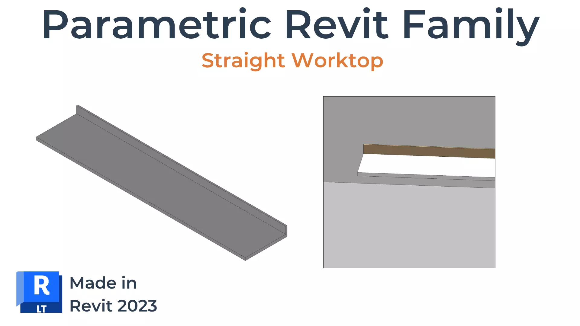 WORKTOP STRAIGHT Revit Family UK Parametric 3D model_0