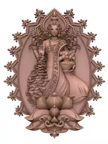 Divine Lakshmi 3D Sculpture  STL for CNC and 3D Printing