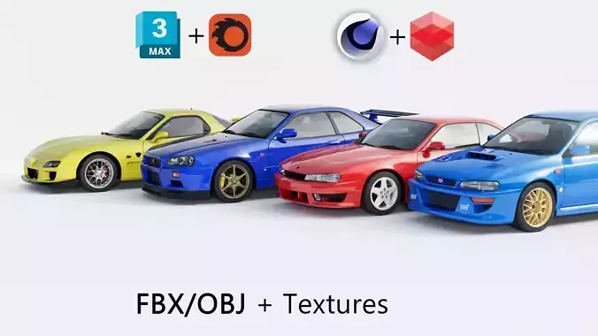 JDM Car Pack 1 WRX STI GT-R Silvia S14 RX-7