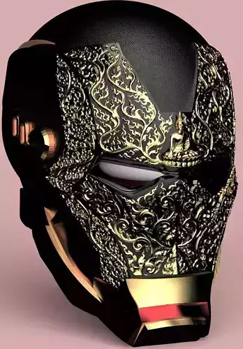 Thai Ornamental Cyber Helmet  3D Model for  CNC and 3D Printing