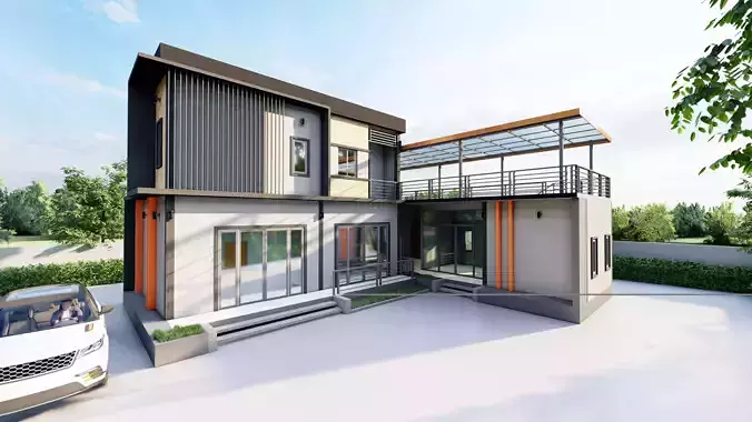 Modern Two Story House SketchUP Model