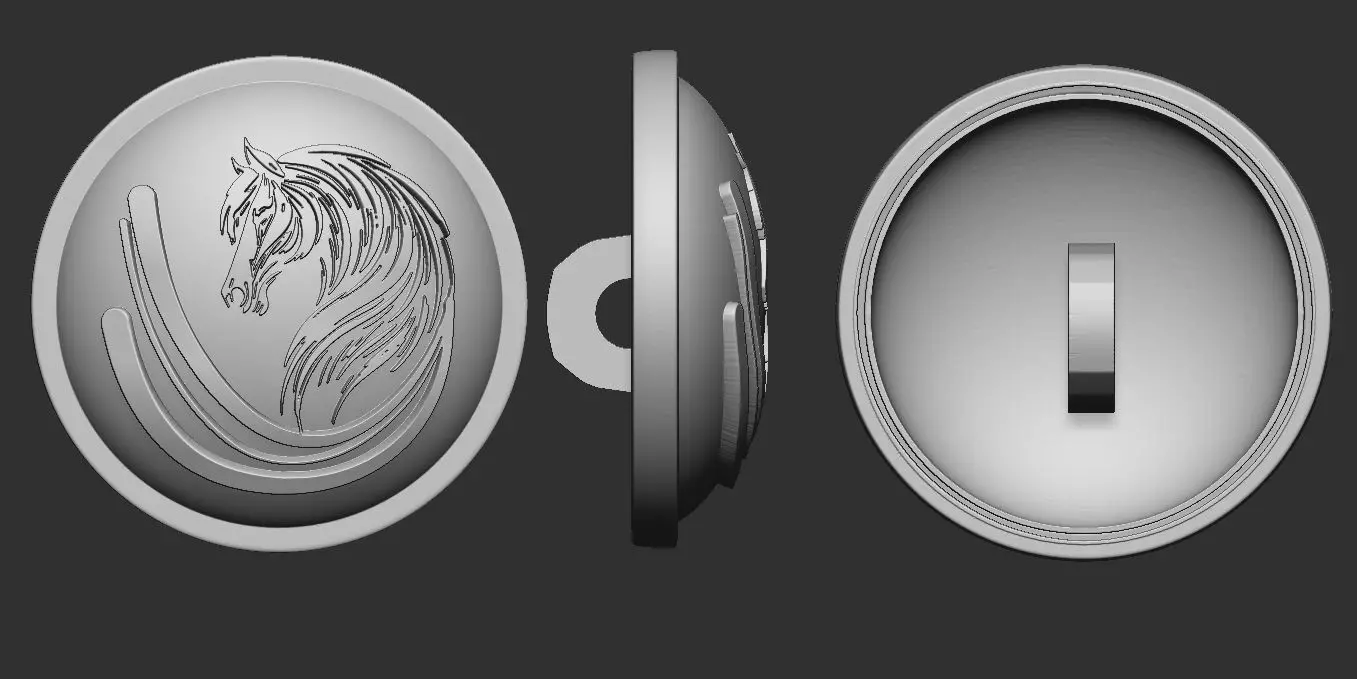 Horse Head Button 3D Printable Model 3D print model_11