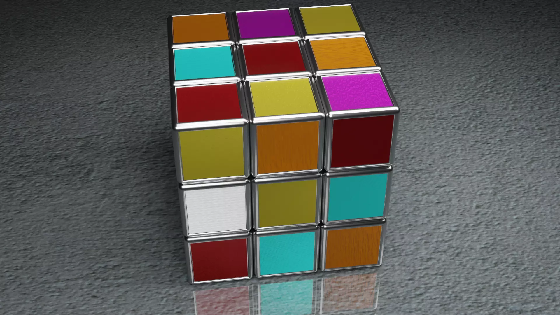 metal rubiks cube Low-poly 3D model_2