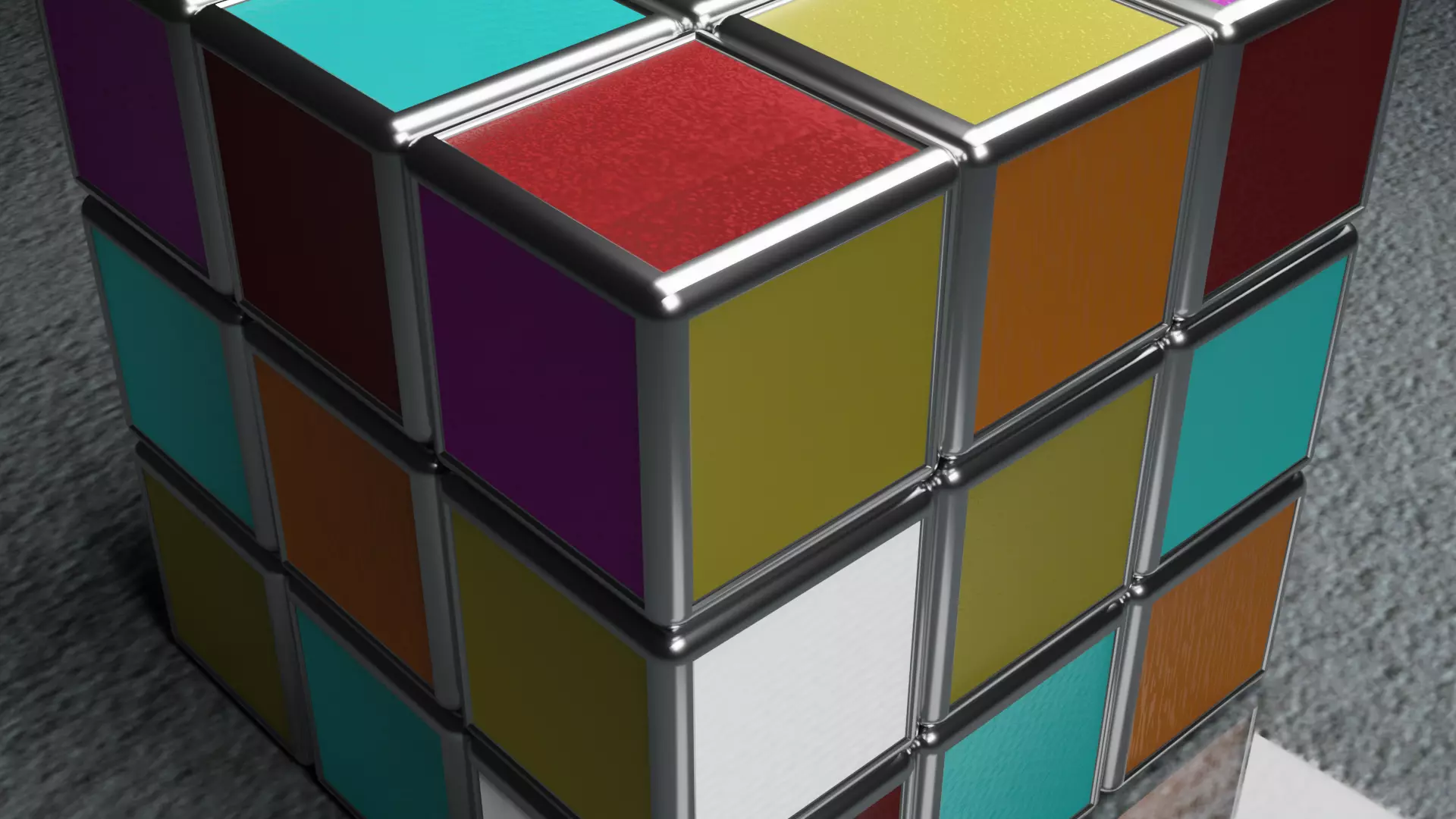 metal rubiks cube Low-poly 3D model_4