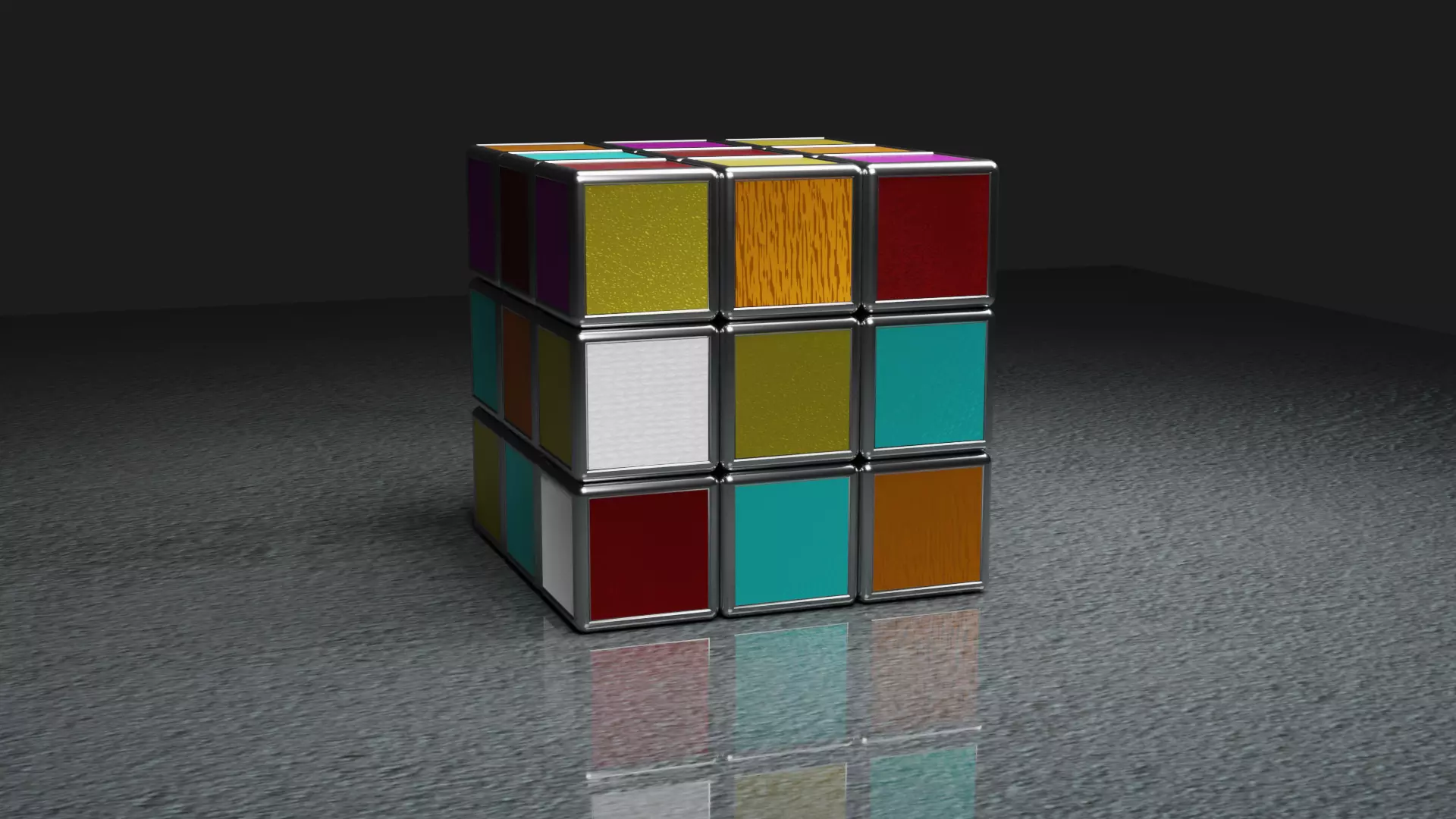 metal rubiks cube Low-poly 3D model_6