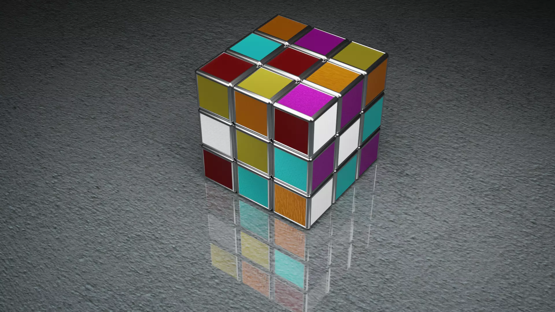 metal rubiks cube Low-poly 3D model_3