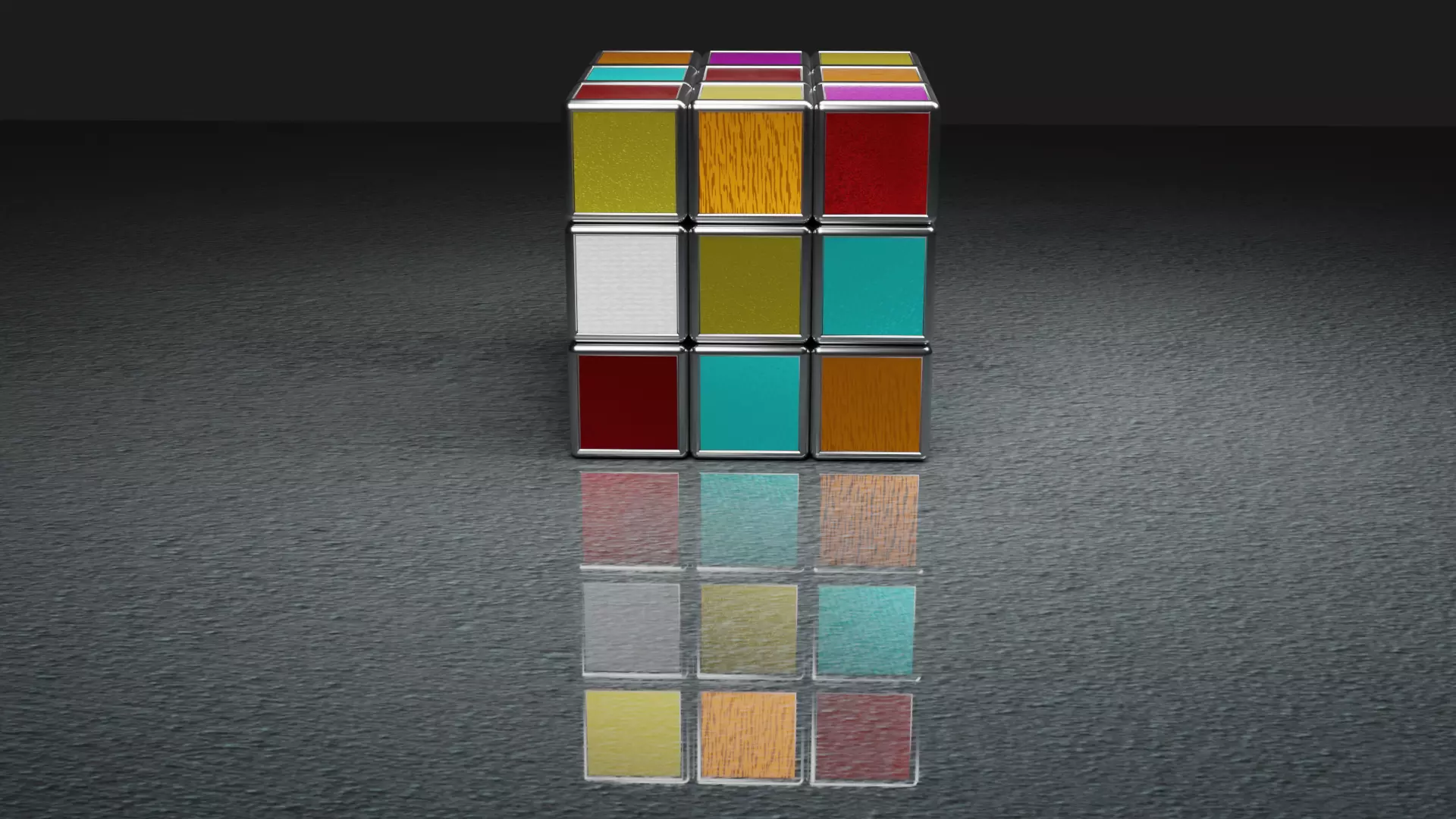 metal rubiks cube Low-poly 3D model_1