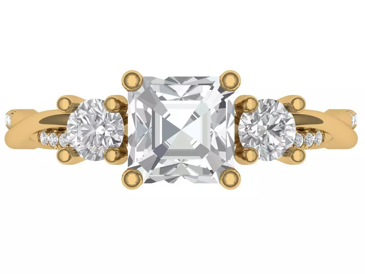 Solitaire ring 3D print model_1