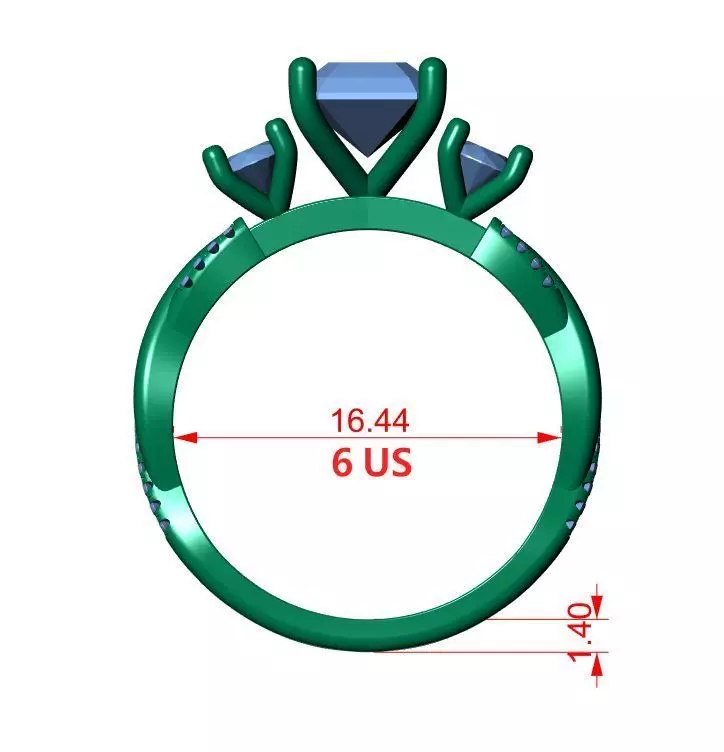 Solitaire ring 3D print model_12