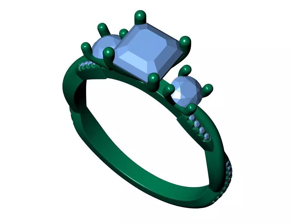 Solitaire ring 3D print model_6
