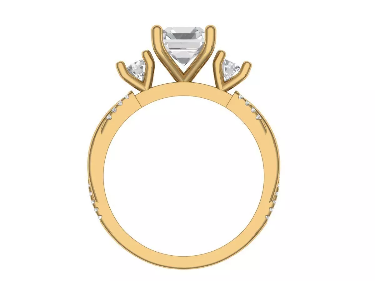 Solitaire ring 3D print model_4