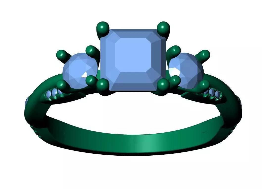 Solitaire ring 3D print model_11