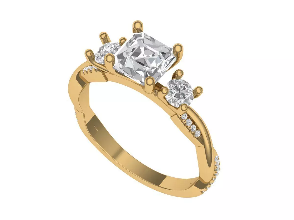 Solitaire ring 3D print model_3