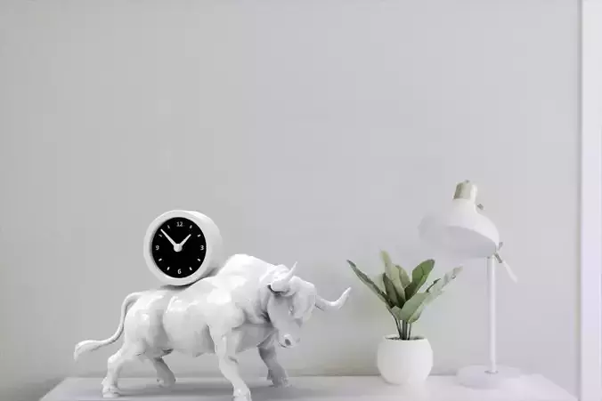 Bull desk clock