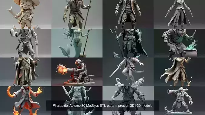 Piratas del Abismo 30 Modelos STL para Impresion 3D