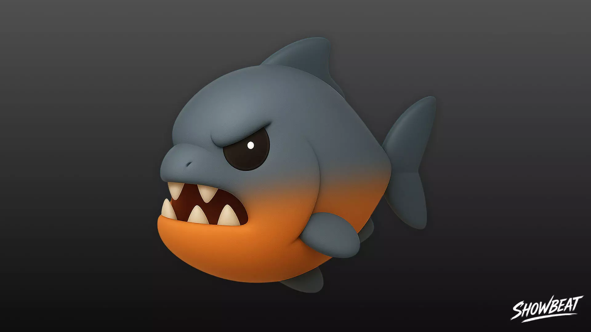 Cartoon Plush Piranha Low-poly 3D model