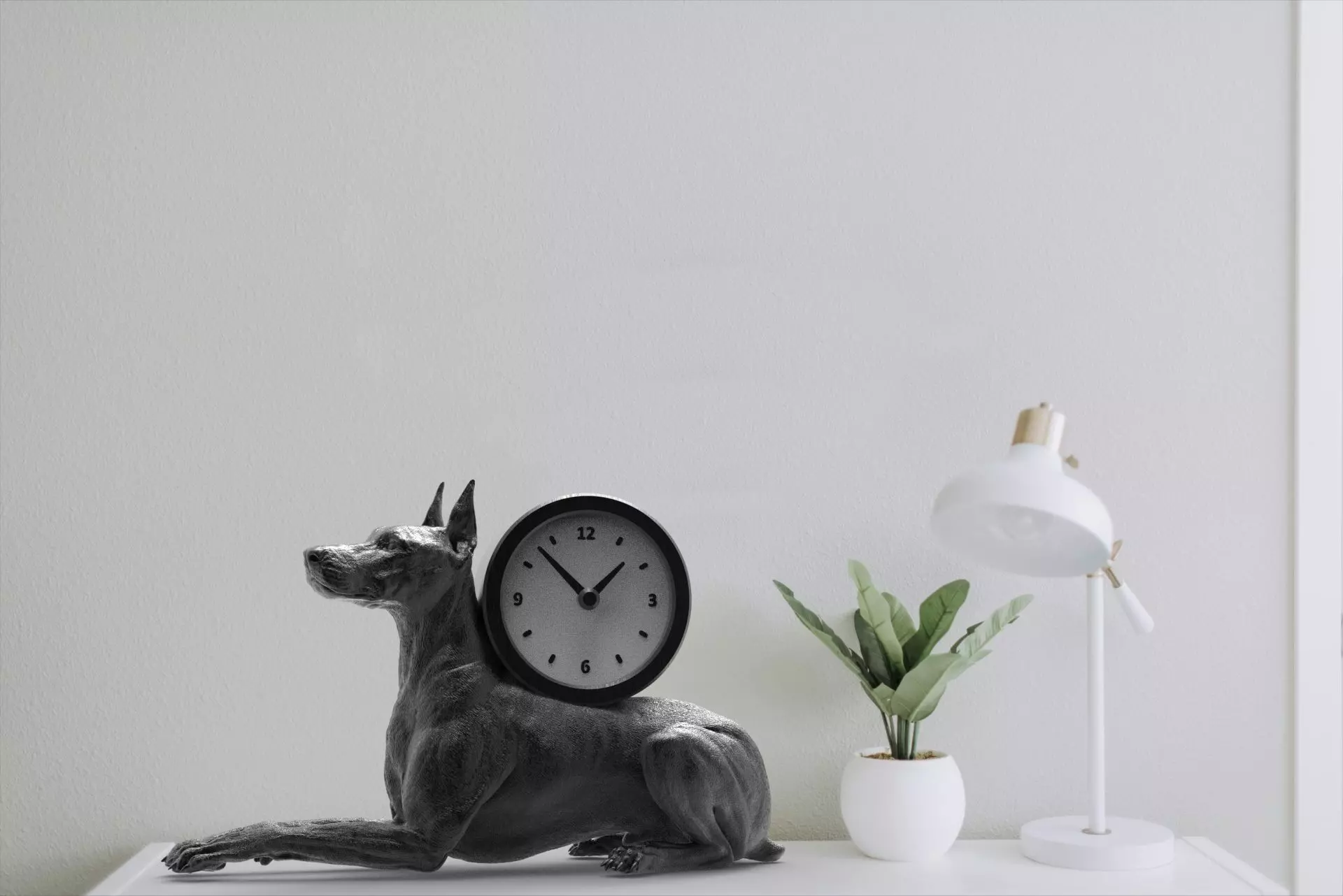Doberman desk clock 3D print model_2
