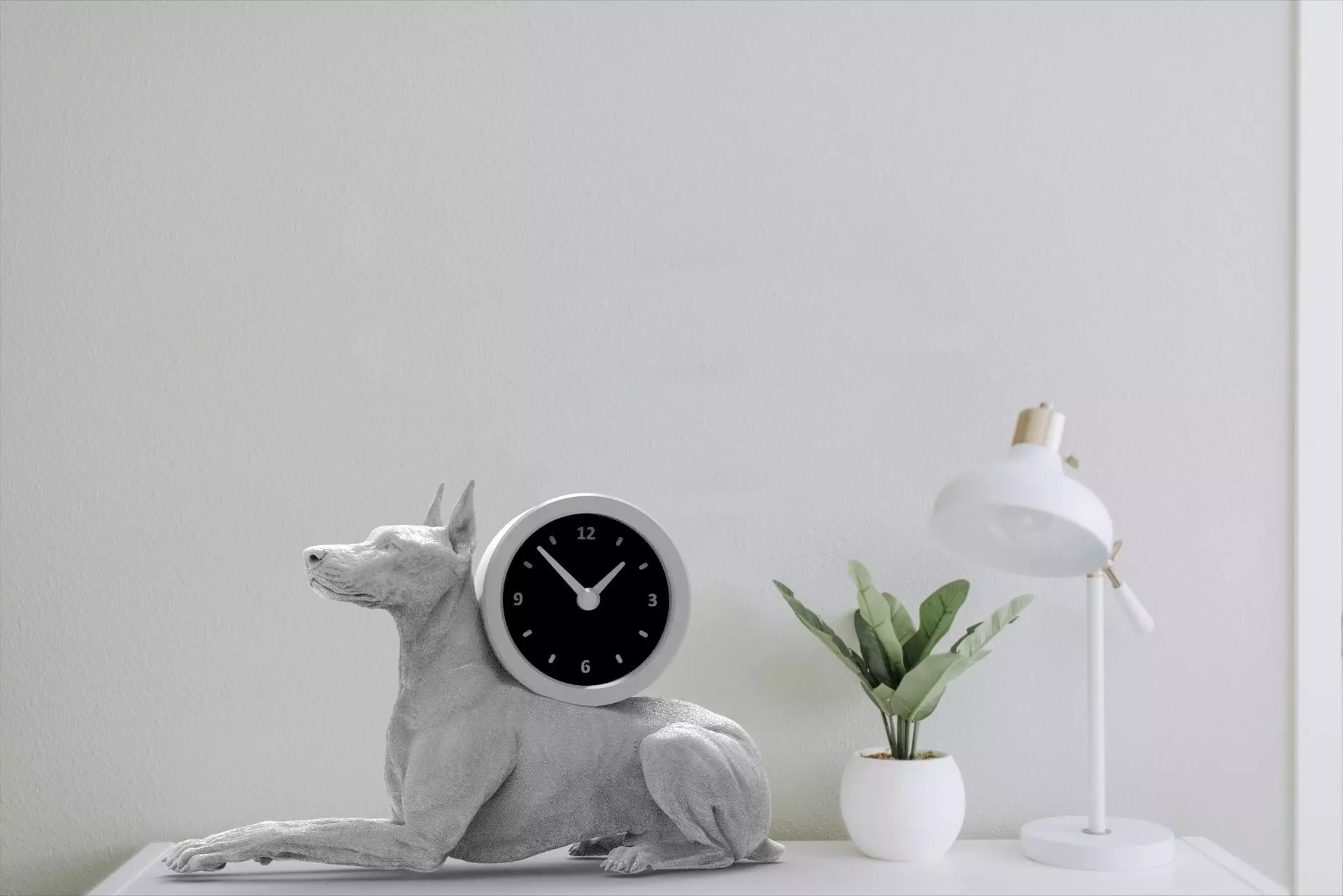 Doberman desk clock 3D print model_1
