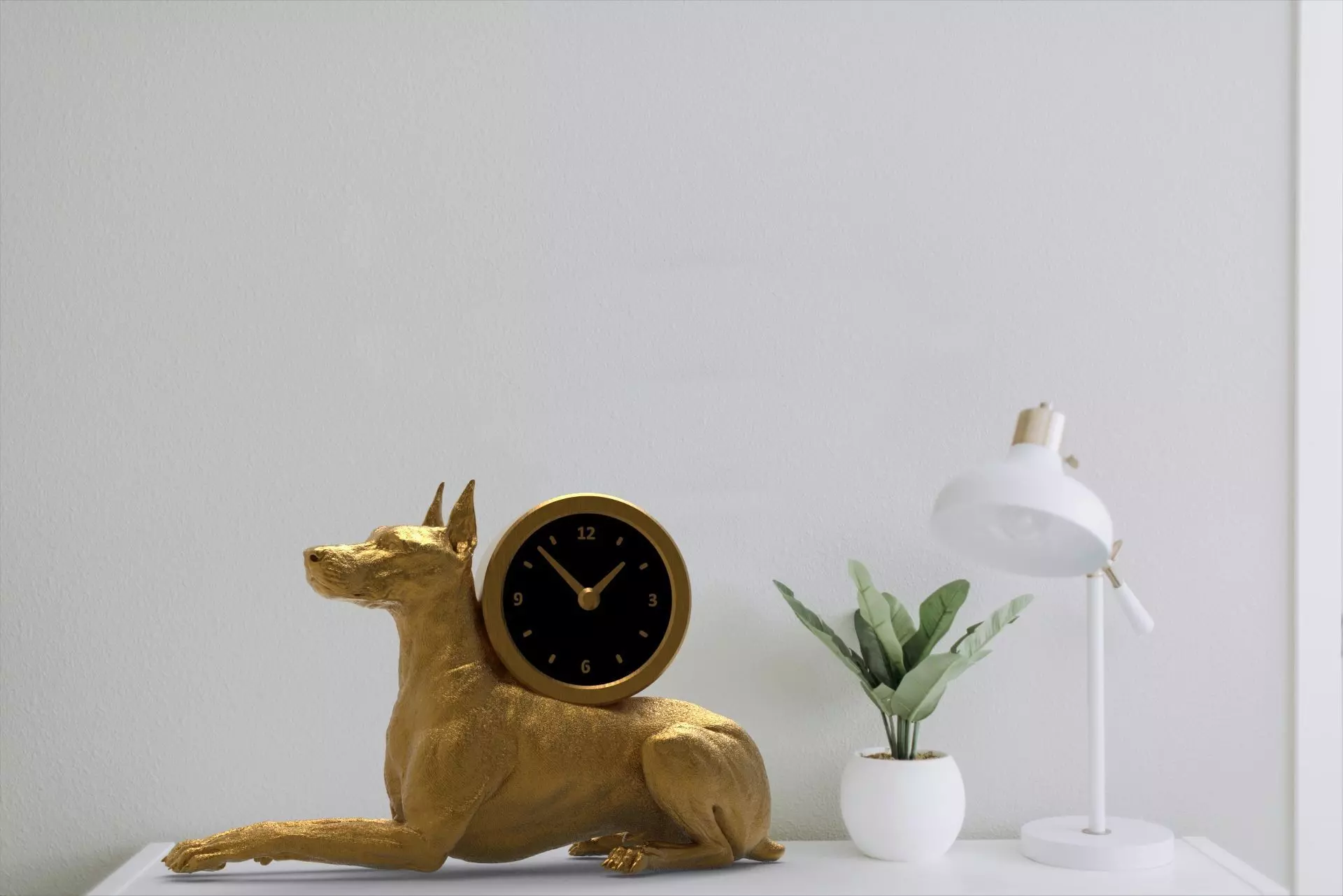 Doberman desk clock 3D print model_0
