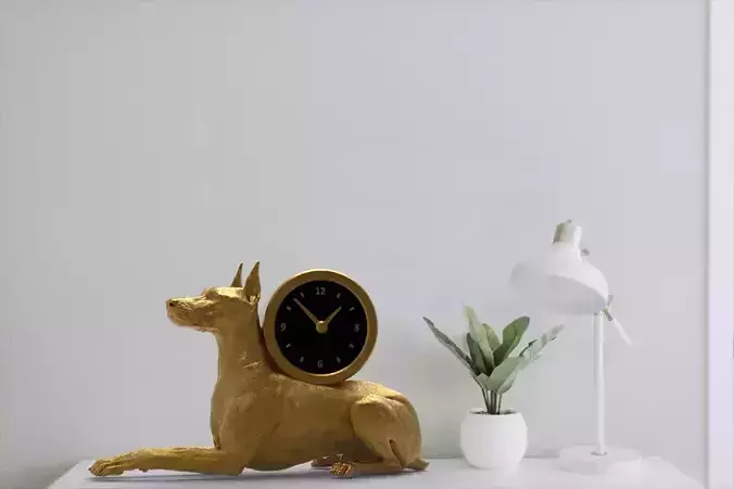 Doberman desk clock