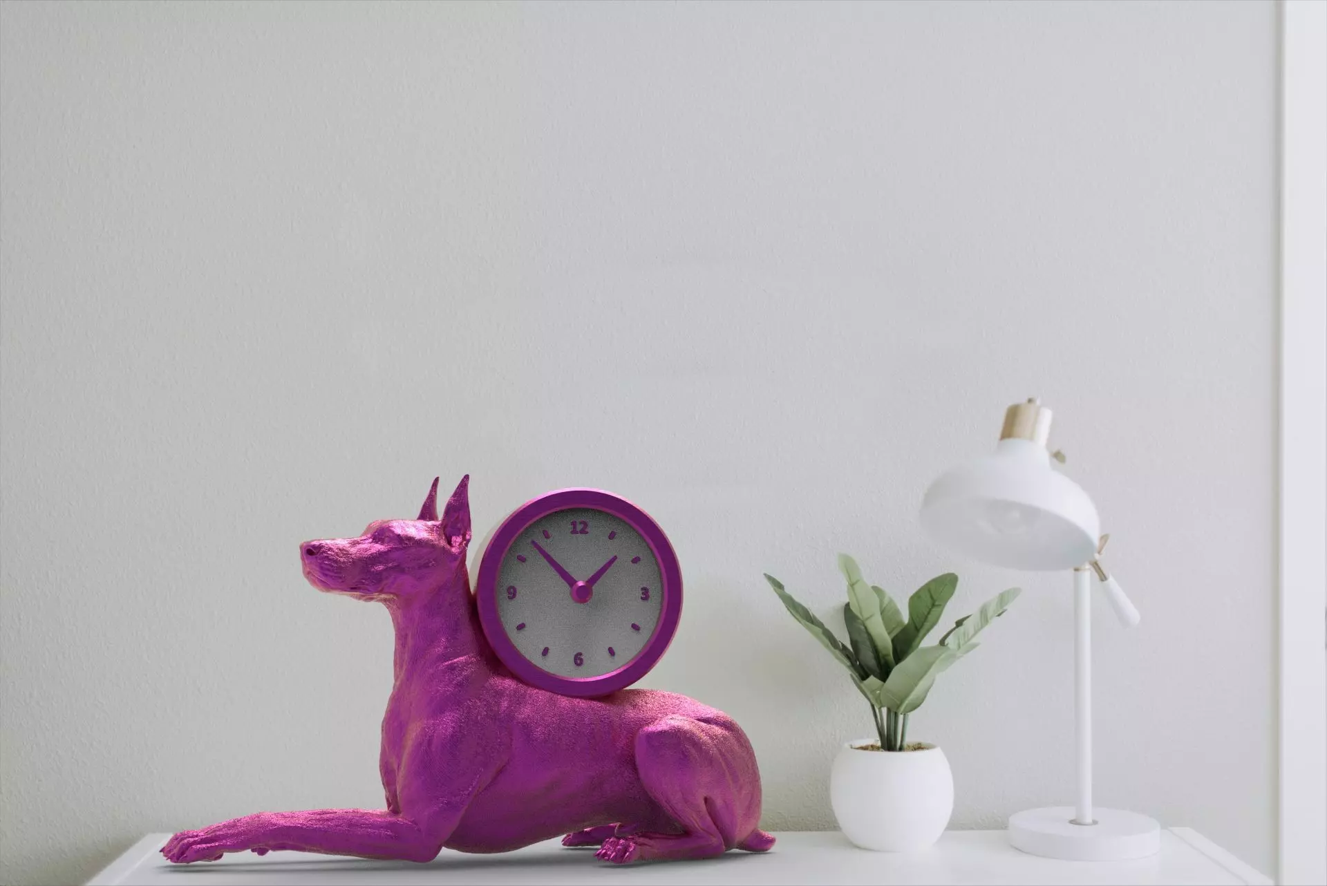 Doberman desk clock 3D print model_3
