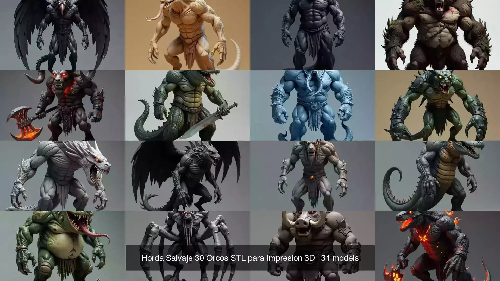 Horda Salvaje 30 Orcos STL para Impresion 3D 3D Model Collection_0