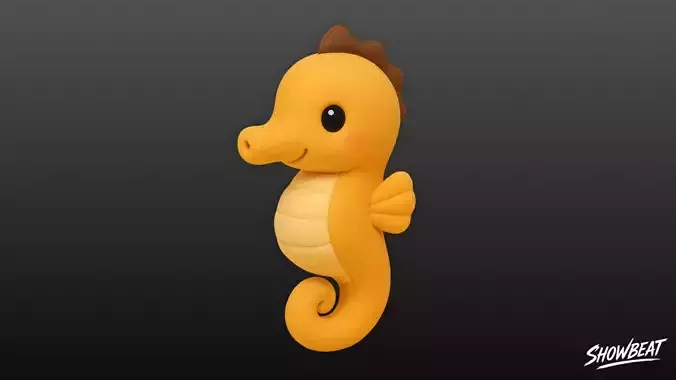 Cartoon Plush Seahorse Low-poly 3D model