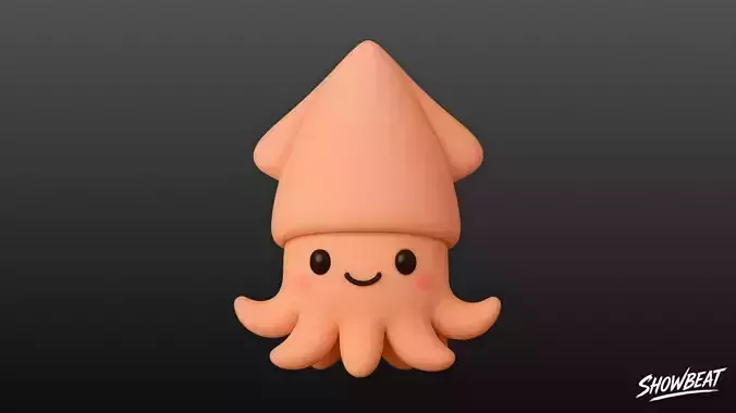 Cartoon Plush Squid Low-poly 3D model
