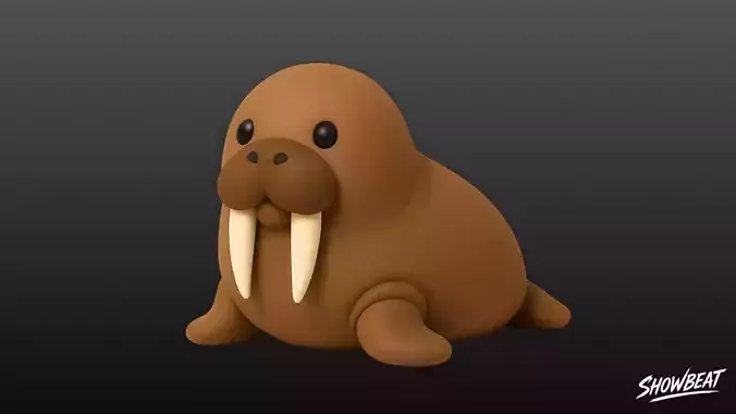 Cartoon Plush Walru Low-poly 3D model