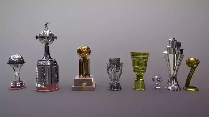 Football Trophies pack 4 Low-poly 3D model