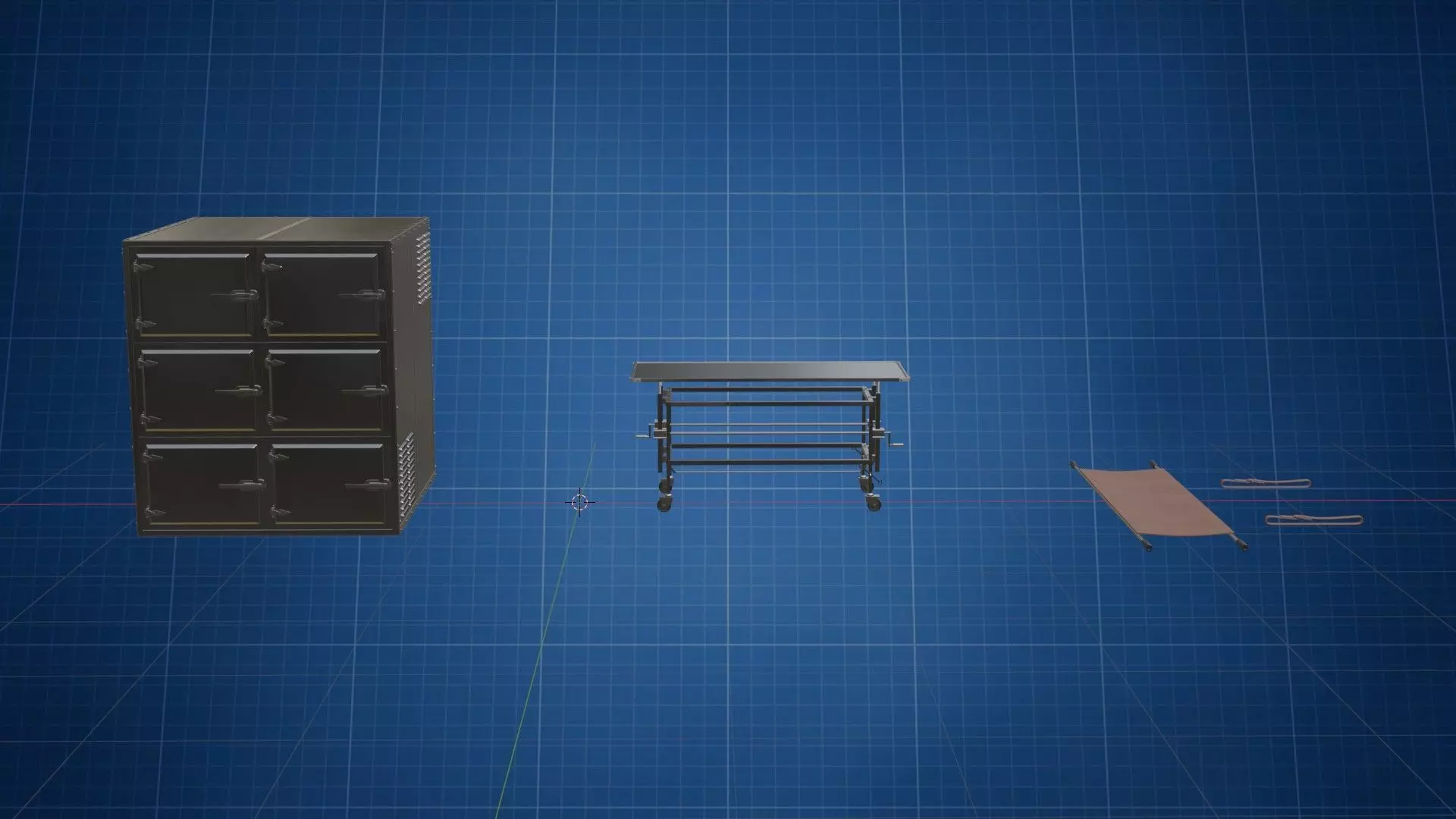 Morgue Freezing Gurney HP 3D model_0