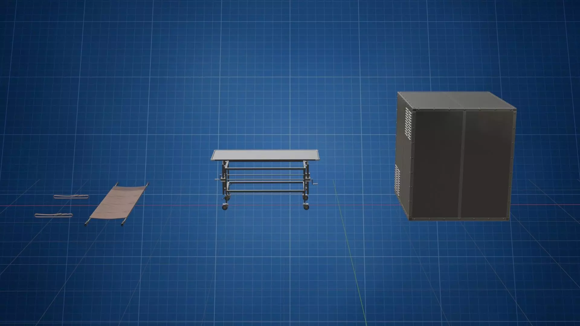 Morgue Freezing Gurney HP 3D model_1