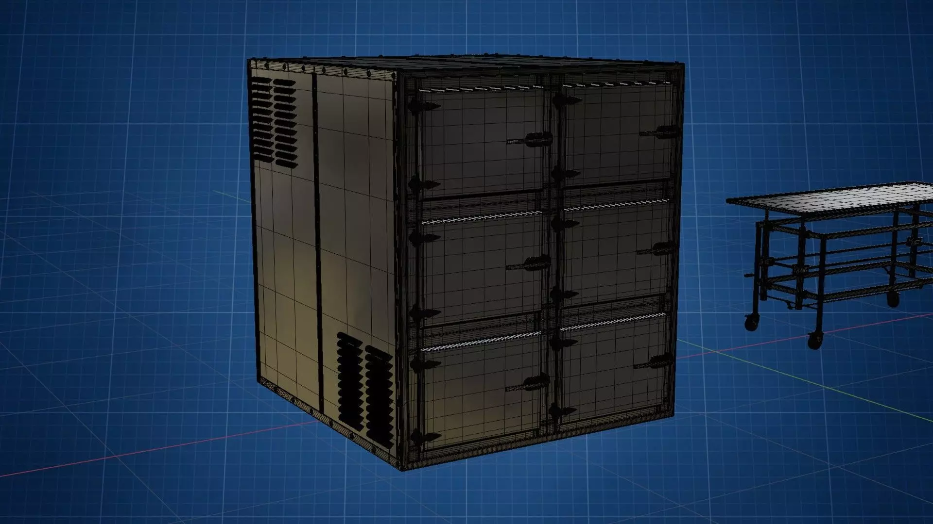 Morgue Freezing Gurney HP 3D model_3