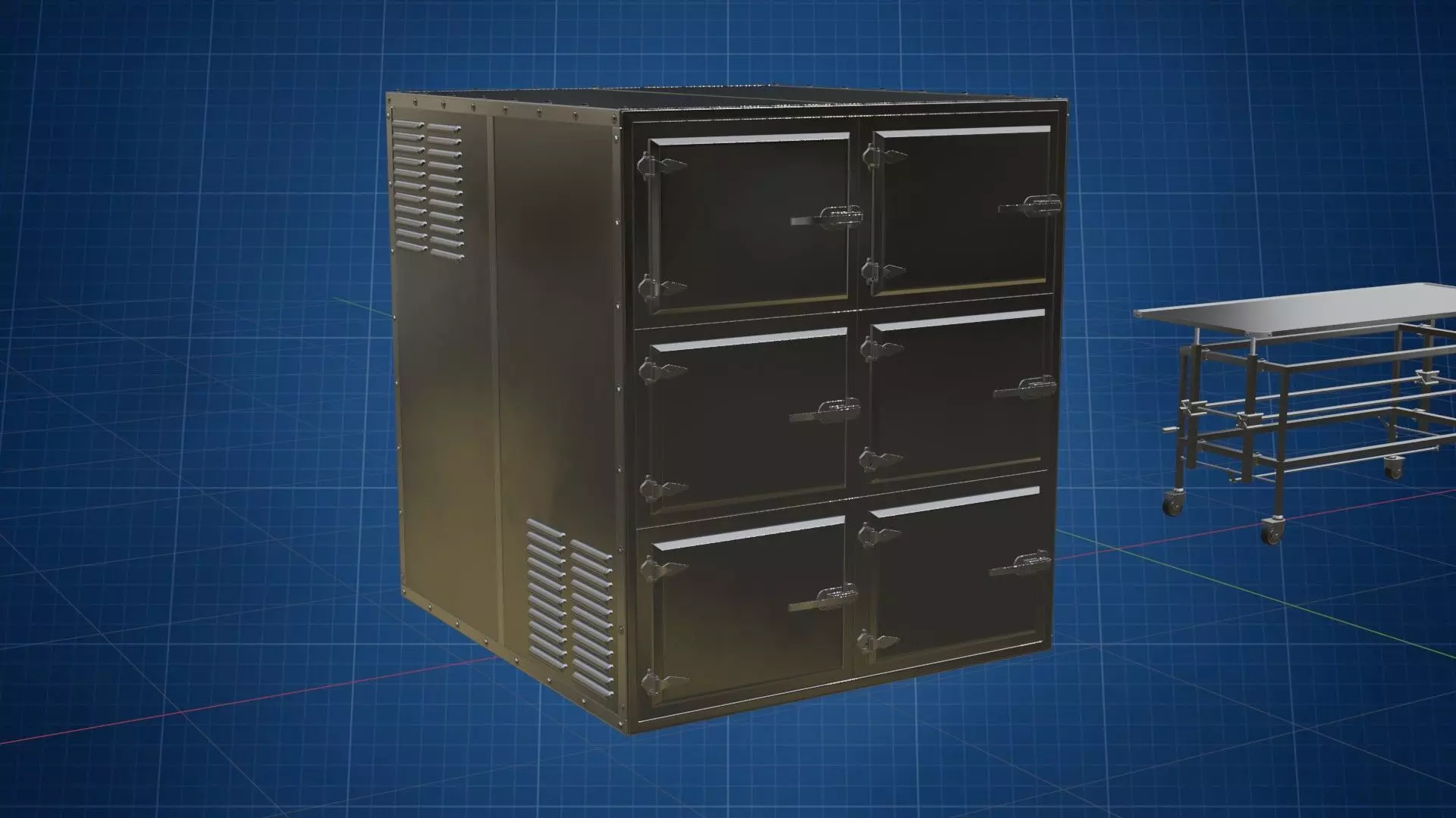 Morgue Freezing Gurney HP 3D model_2