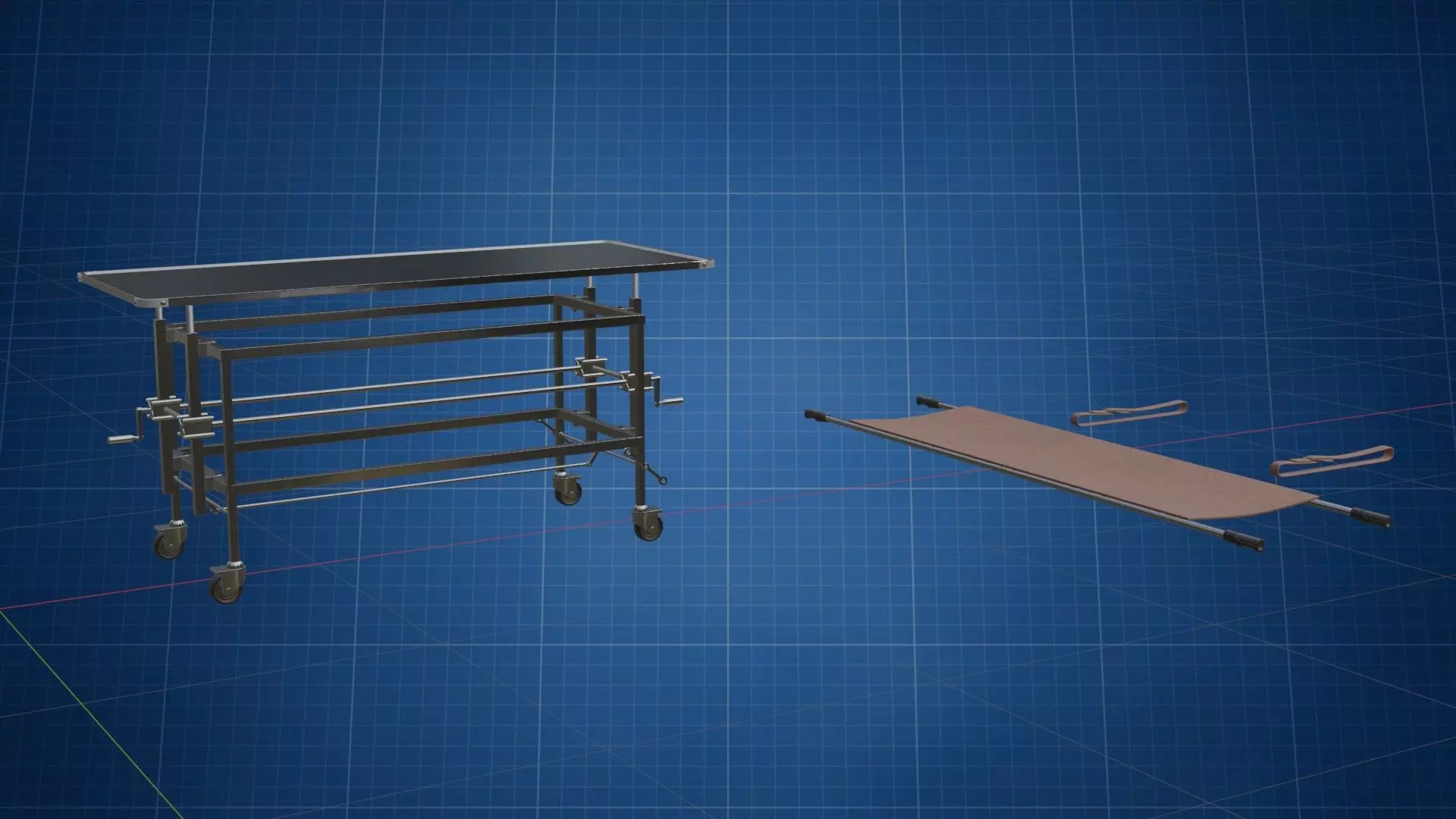 Morgue Freezing Gurney HP 3D model_4